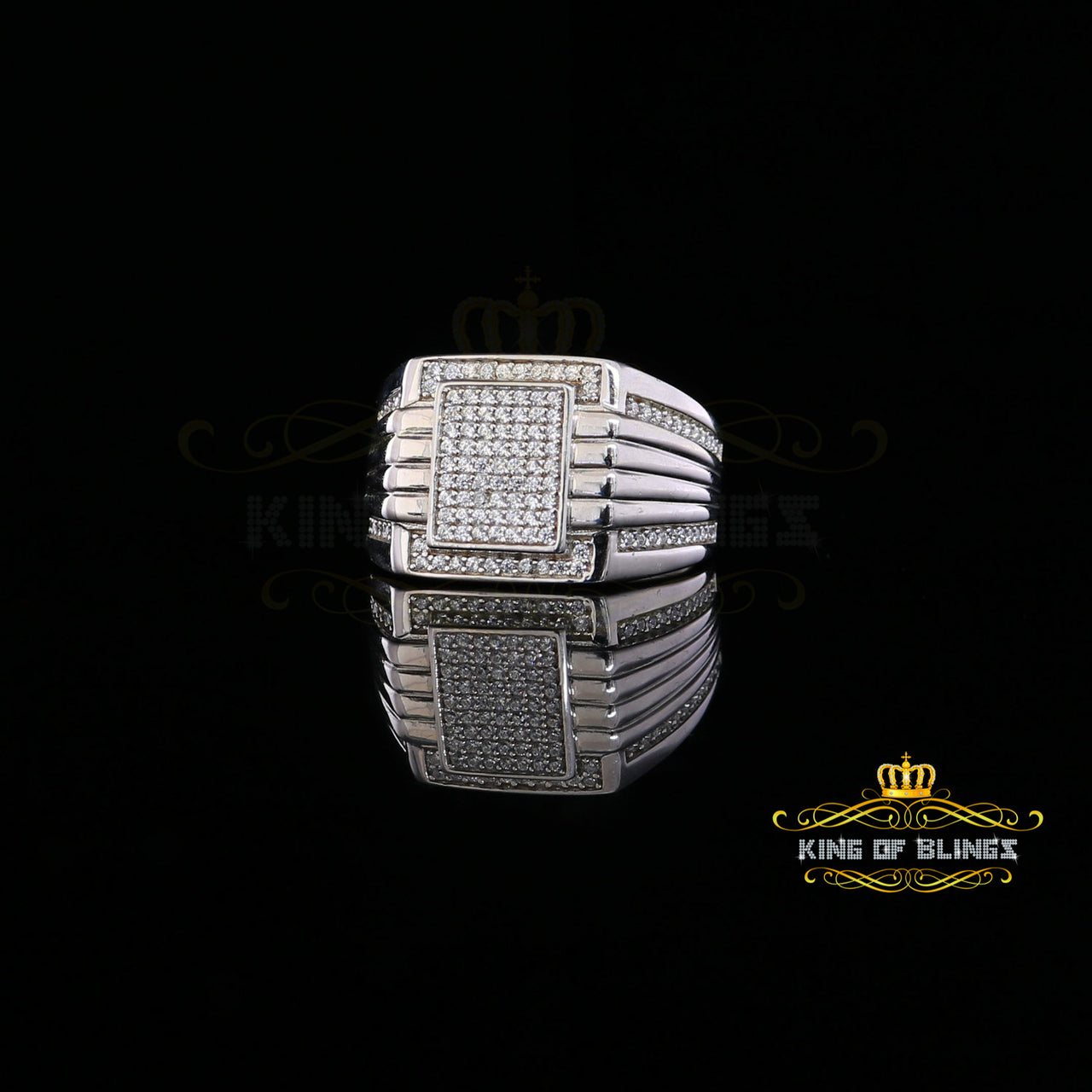 King Of Bling's1.50ct Iced Out White Cubic Zirconia Fashion Luxury Big Ring For Men Size 11