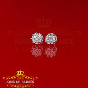 King Of Bling's 0.05ct Diamond 925 Sterling Silver White For Men's & Women's Floral Earrings KING OF BLINGS