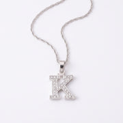 King Of Bling's Attractive Sterling SilverAll Alphabet Letter White Pendant with Cubic Zirconia KING OF BLINGS