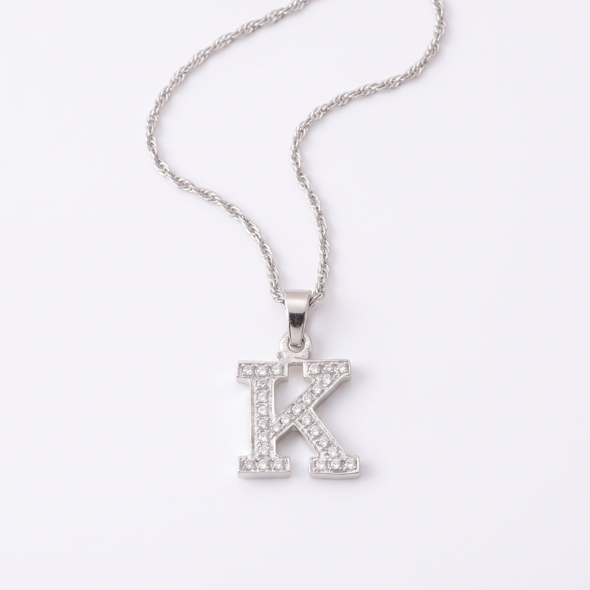 King Of Bling's Attractive Sterling SilverAll Alphabet Letter White Pendant with Cubic Zirconia KING OF BLINGS