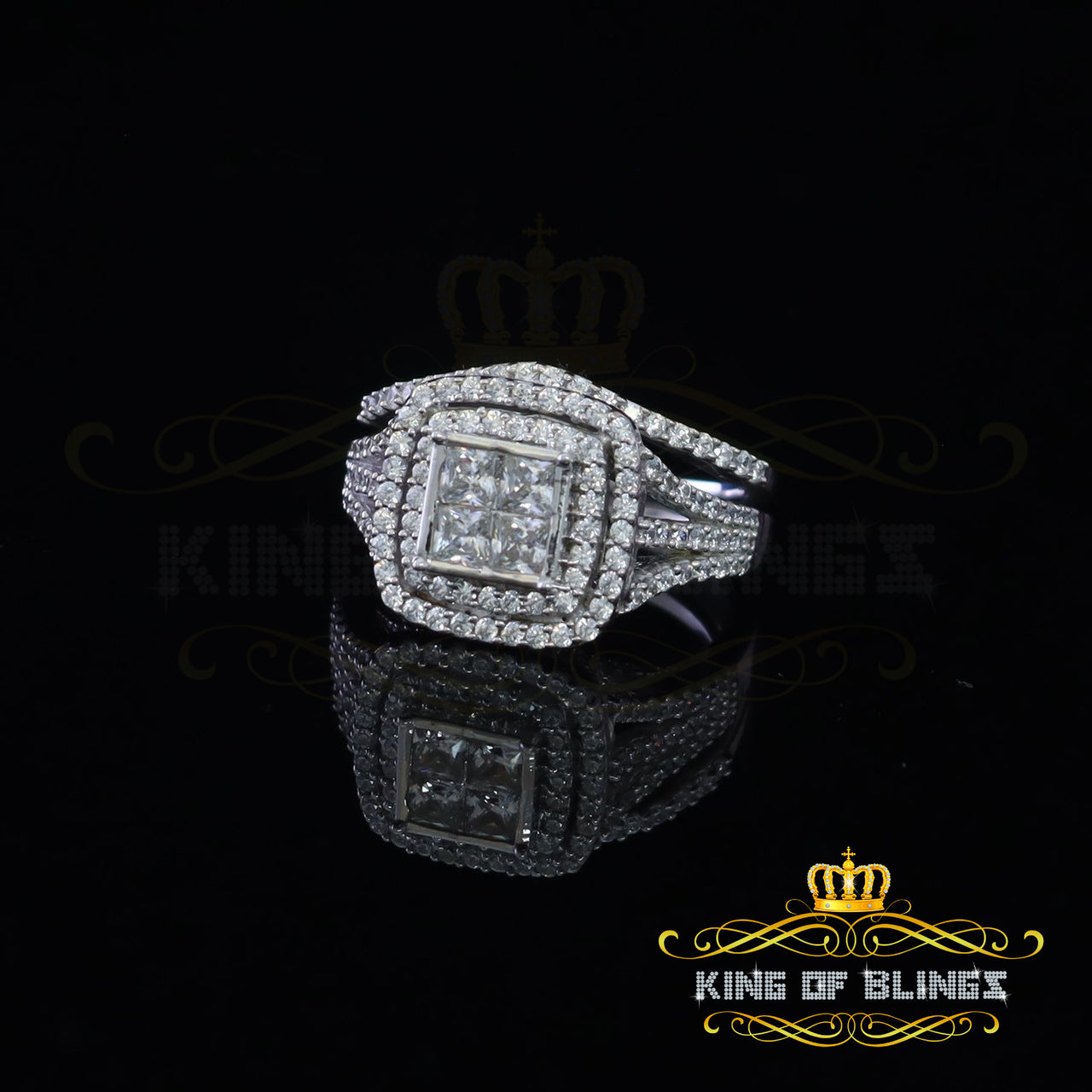 King Of Bling's4.00ct Cubic Zirconia Sterling White Silver Round Engagement Women's Ring Size 8