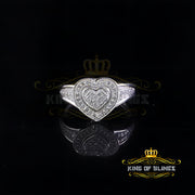 King Of Bling's 925 White Sterling Silver 0.15CT Diamond Shiny Promise Heart Womens Ring Size 7 KING OF BLINGS