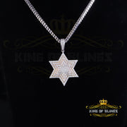 King Of Bling's 925 Silver White Six Pointed Star of David Pendant Men's 2.50ct VVS Moissanite KING OF BLINGS