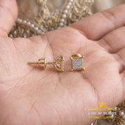 King Of Bling's 0.10ct Diamond Collection Yellow 925 Sterling Silver Women & Men Square Earrings KING OF BLINGS