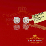 0.01ct Diamond 925 Sterling Silver Yellow For Men's & Women's Stud Round Earring KING OF BLINGS
