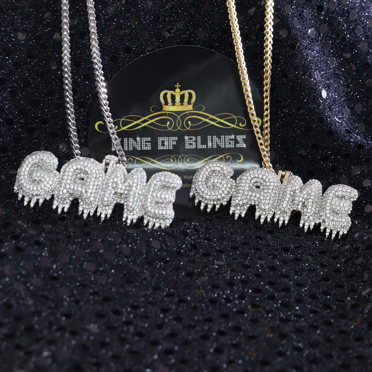 Yellow GAME DRIPPING Pendant 925 Sterling Silver with 16.59ct Cubic Zirconia KING OF BLINGS