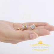 King of Blings-925 Sterling Silver Yellow 0.05ct Diamond For Men's & Women's Floral Earrings KING OF BLINGS