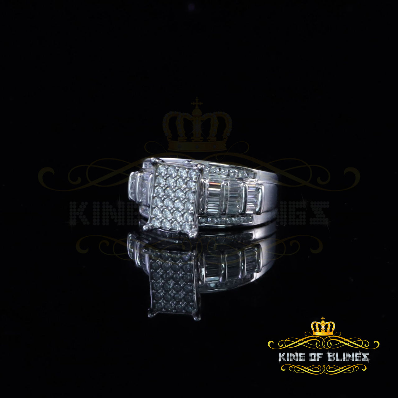 King Of Bling's925 Sterling White Silver 1.31ct Cubic Zirconia Cinderella Womens Rings Size 8