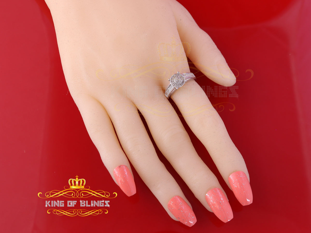 King Of Bling's 0.15CT Real Diamond 925 Sterling White Silver Style Round Womens Ring Size 7 KING OF BLINGS