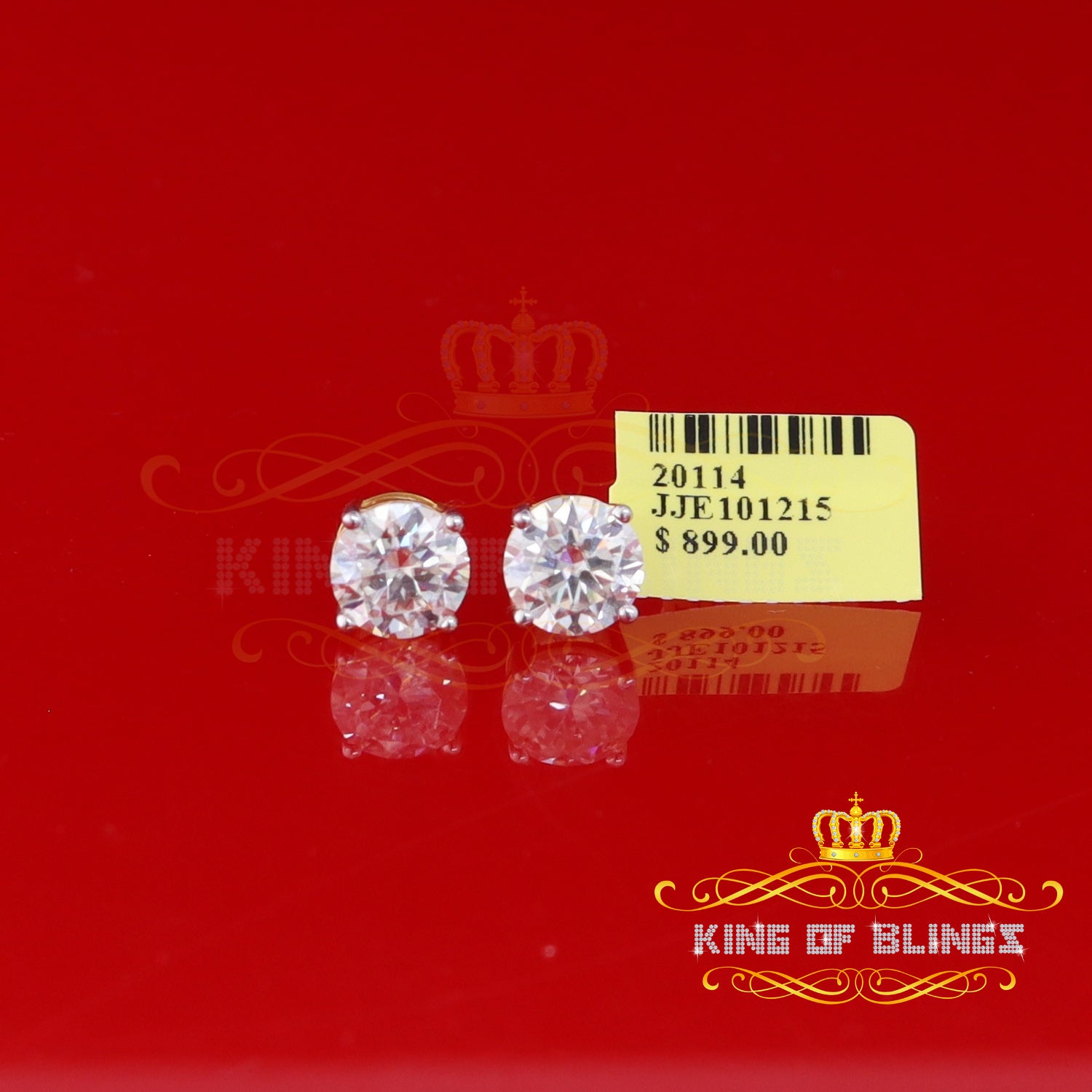 King  of Bling's Stud 925 silver Yellow 4.50ct VVS 'D' Moissanite Men & Women Stud Stud Earrings KING OF BLINGS