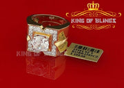 King Of Bling's 4.50CT Cubic Zirconia Yellow 925 Silver Men's Adjustable Ring SZ From 9 to 11 KING OF BLINGS