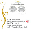 King of Bling's Aretes Para Hombre 925 Yellow Silver 0.54ct Cubic Zirconia Round Women's Earring KING OF BLINGS