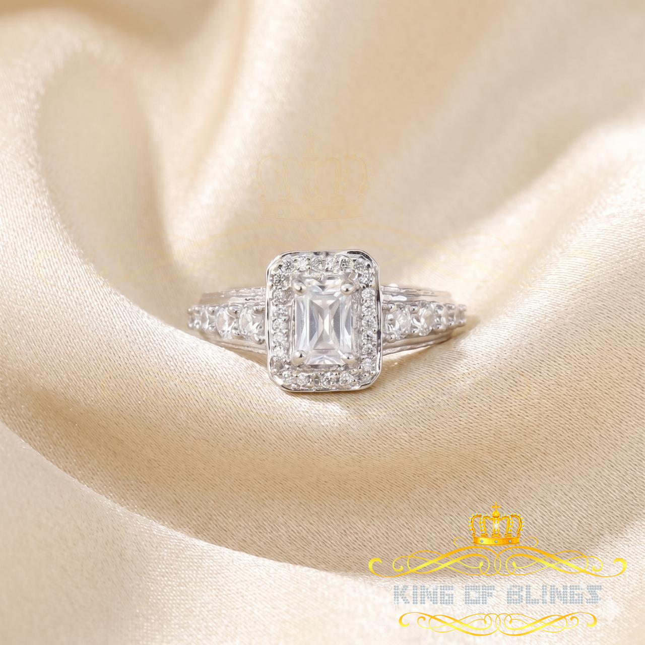 King Of Bling'sIced Out White 3.50ct Cubic Zirconia Fashion Luxury Square Womens Ring Size 7