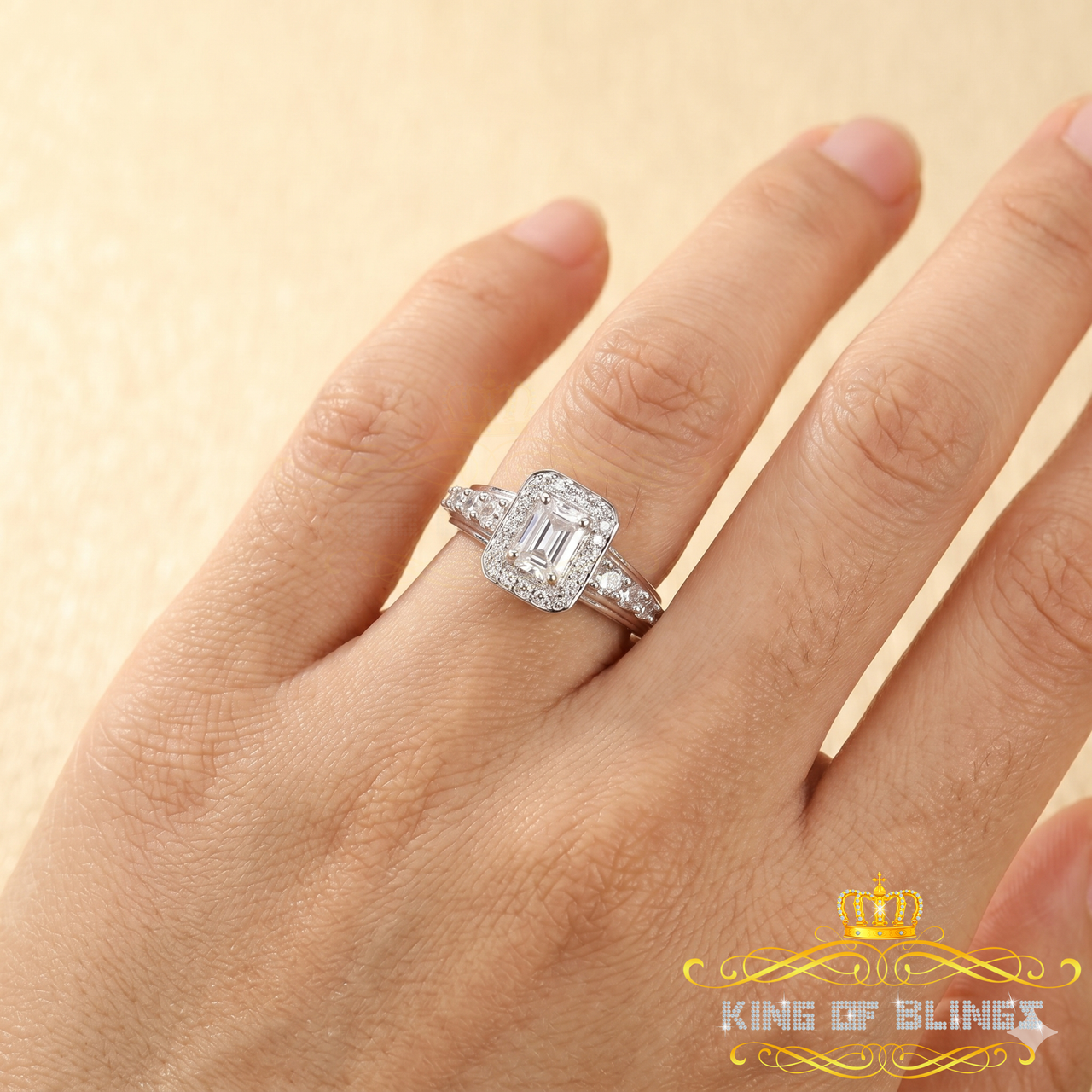 King Of Bling'sIced Out White 3.50ct Cubic Zirconia Fashion Luxury Square Womens Ring Size 7