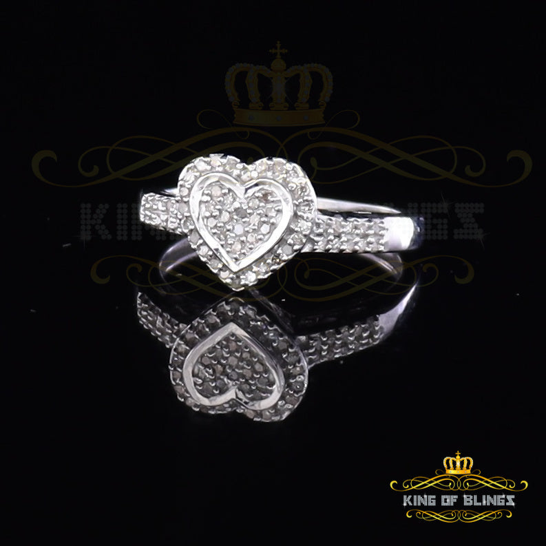 King Of Bling's 0.25 CT Real Diamond 925 Sterling Silver White Wedding Womens Heart Ring Size 7 KING OF BLINGS