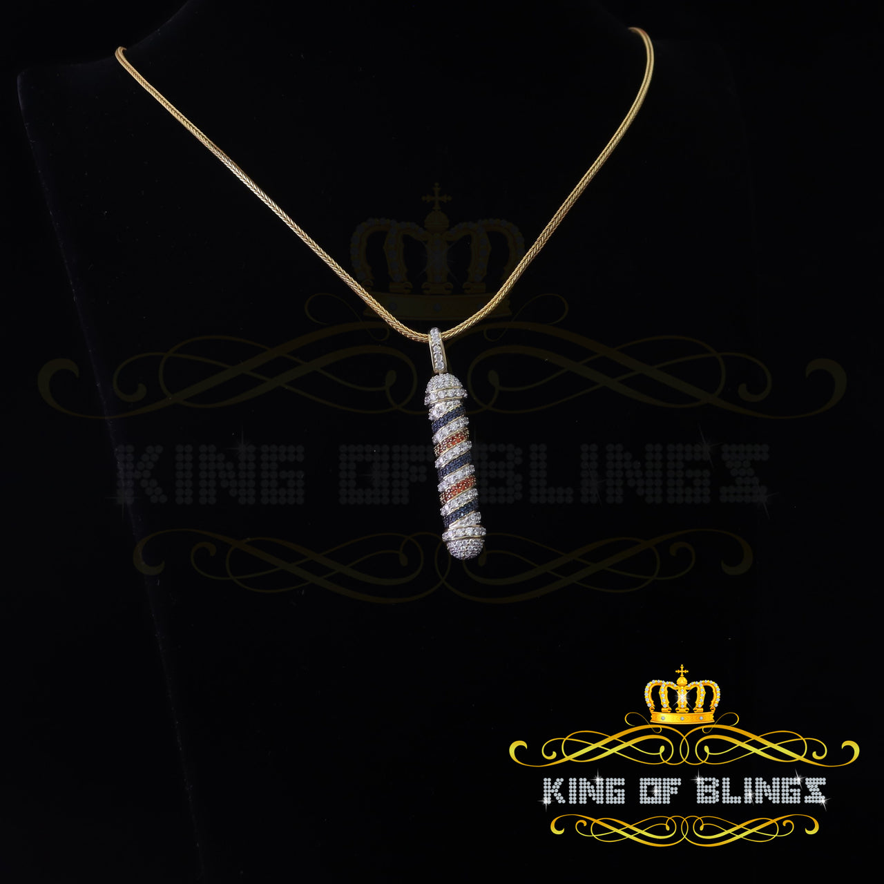 King Of Bling's Promising Yellow Sterling Silver Charming Necklance Pendant Cubic Zirconia