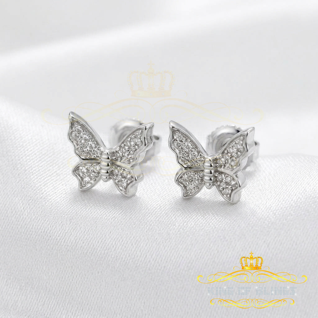 King of Bling's Women's 0.17ct Cubic Zirconia Butterfly Stud Earrings White 925 Sterling Silver KING OF BLINGS