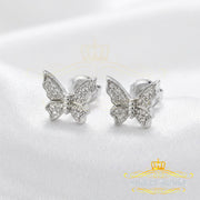 King of Bling's Women's 0.17ct Cubic Zirconia Butterfly Stud Earrings White 925 Sterling Silver KING OF BLINGS
