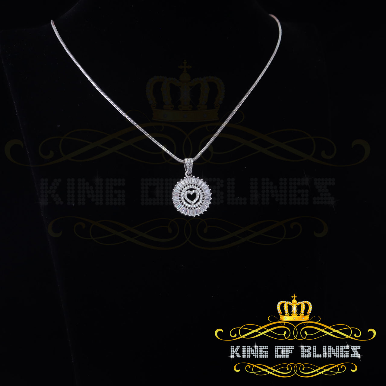 King Of Bling's White Beautiful Sterling Silver Heart Shape Pendant 2.04ct Cubic Zirconia stone