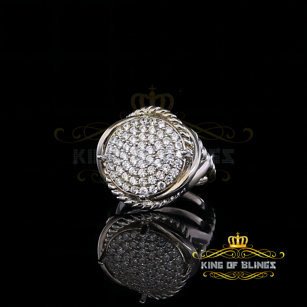 925 Sterling White Silver Round Chen 0.95ct Cubic Zirconia Womens Ring Size 7 KING OF BLINGS