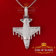 White 925 Sterling Silver AIROPLANE Shape Charm Pendant 2.45ct Cubic Zirconia KING OF BLINGS