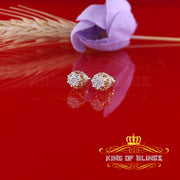 King of Blings-925 Sterling Silver Yellow 0.05ct Diamond For Men's & Women's Floral Earrings KING OF BLINGS