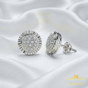 King Of Bling's 925 Sterling White Silver 0.10ct Diamond For Women's & Men's Round Earrings KING OF BLINGS