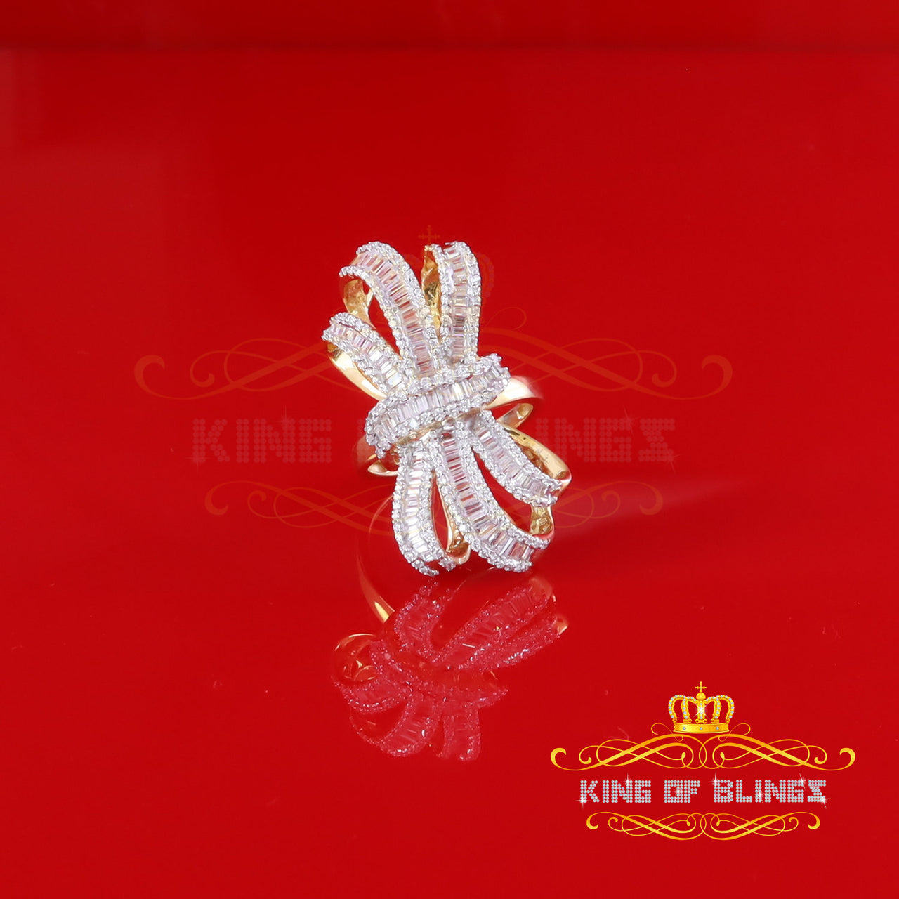 King Of Bling's 4.20ct Cubic Zirconia Cocktail Ring In Yellow 925 Silver Womens Ring Size 9