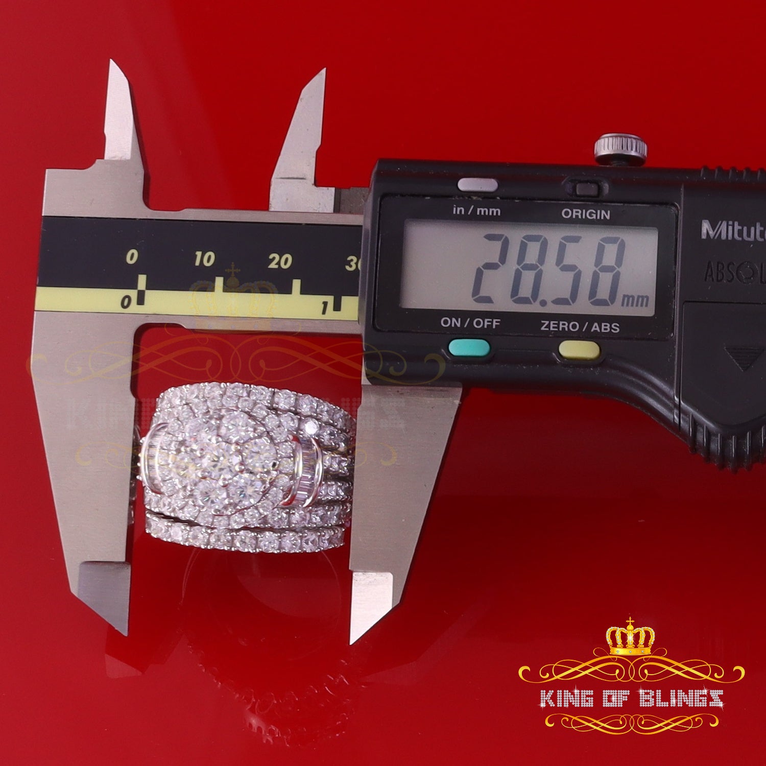 King Of Bling's13.93CT Cubic Zirconia Men's SZ 9 & Women's Size 9 Trio Style Silver White Ring KING OF BLINGS