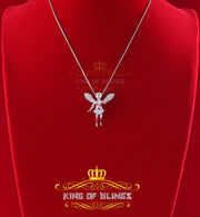 King Of Bling's White 925 Silver ANGEL Type Of Shape Size of Pendant With 0.70ct Cubic Zirconia KING OF BLINGS