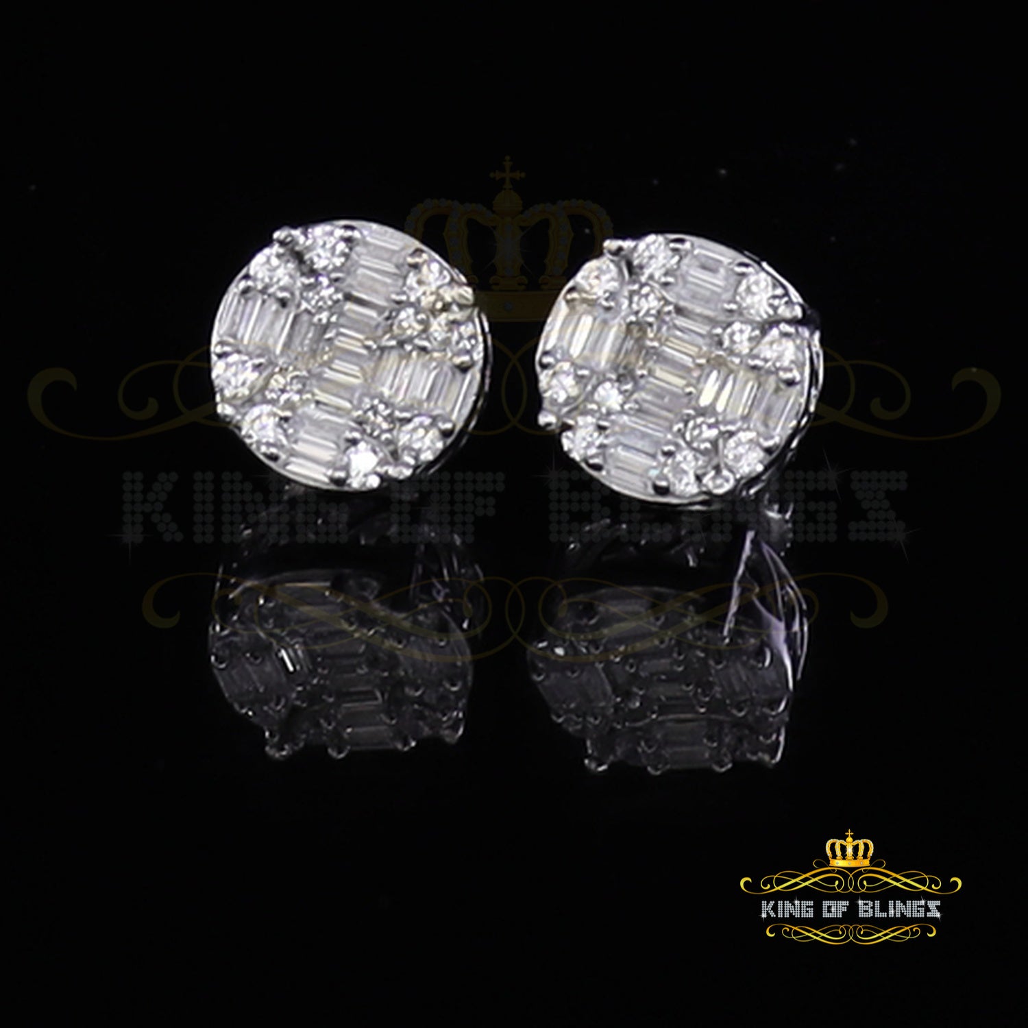 King of Blings- Hip Hop White 925 Silver 1.06ct Cubic Zirconia Women's & Men's style Earrings KING OF BLINGS