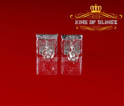 King of Blings- White 925 Sterling Silver 0.72ct Cubic Zirconia Hip Hop Women's Square Earrings KING OF BLINGS