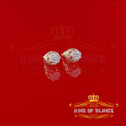 King of Blings-925 Sterling Silver Yellow 0.05ct Diamond For Men's & Women's Floral Earrings KING OF BLINGS