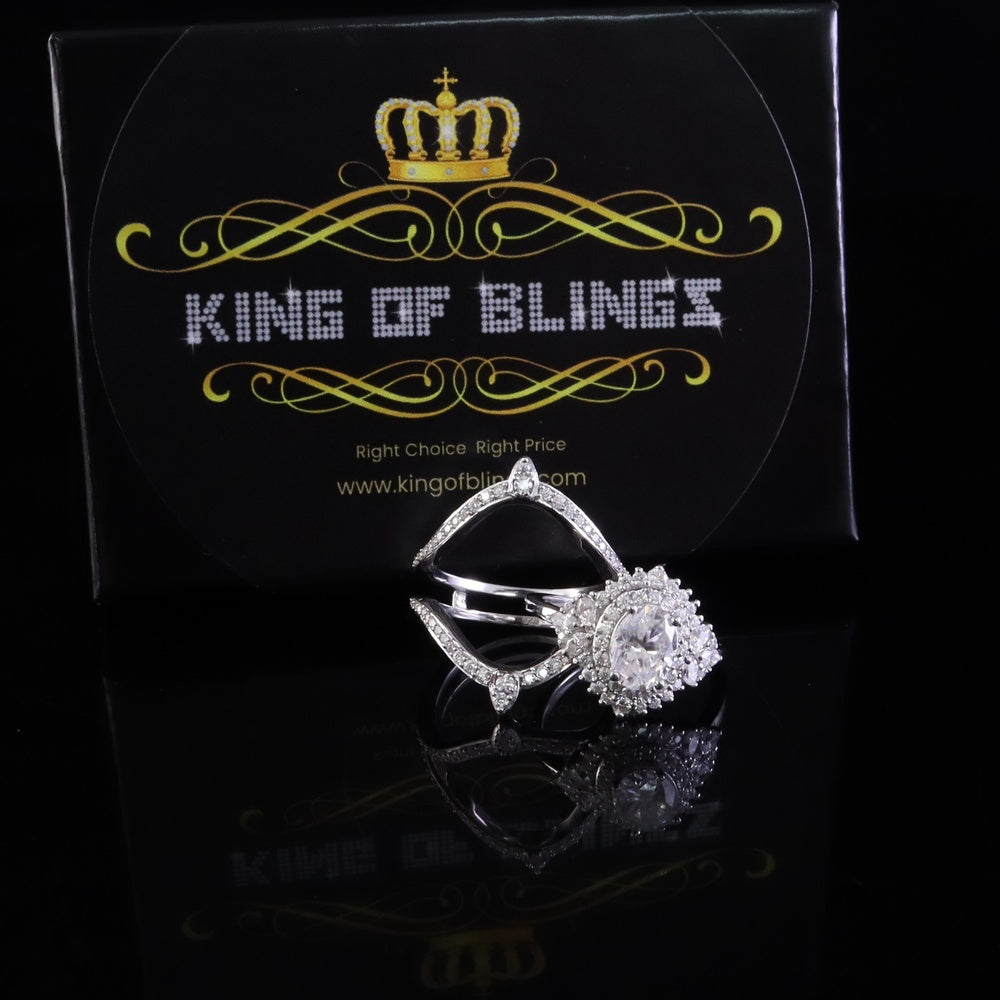 King Of Blings Solitaire Enhancer Guard Wrap Ring Insert SZ7 925 White Silver 3CT Moissanite
