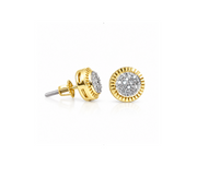 King Of Bling's 925 Sterling Yellow Silver 0.10ct Diamond For Women's & Men's Round Earrings KING OF BLINGS