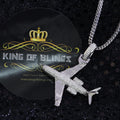 White 925 Sterling Silver Aeroplane Shape Pendant with 1.82ct Cubic Zirconia KING OF BLINGS