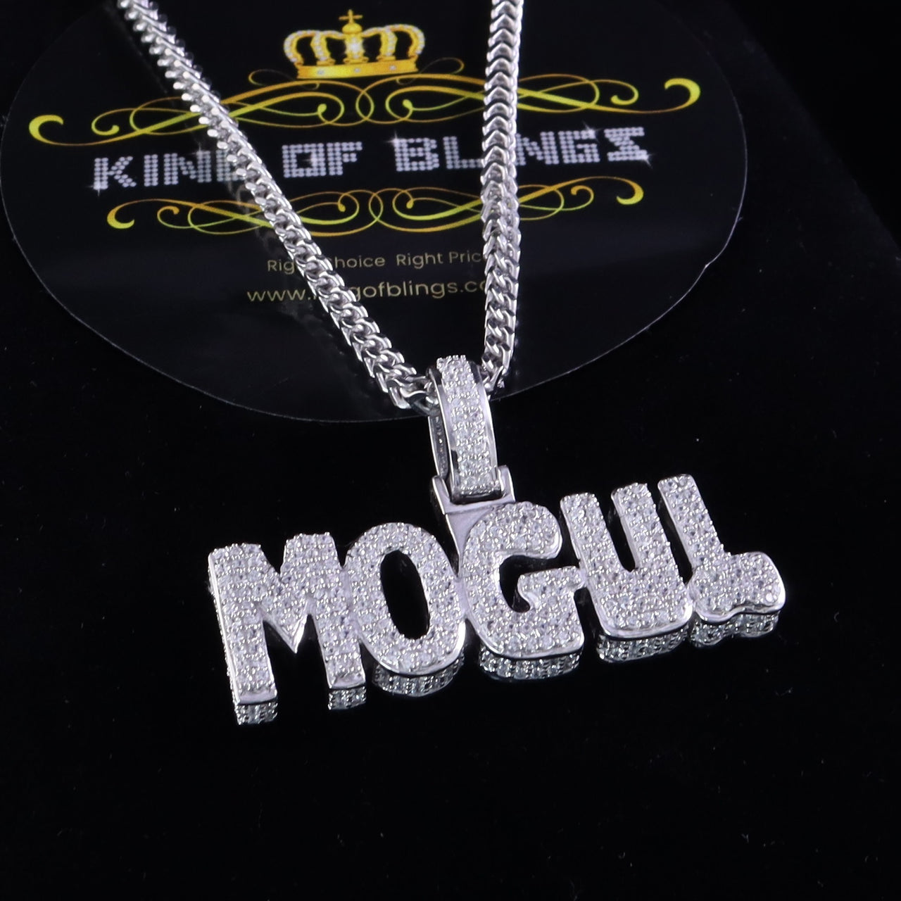 Beautiful 3.82ct Cubic Zirconia White Sterling Silver Mogul Letter Shape Pendant KING OF BLINGS