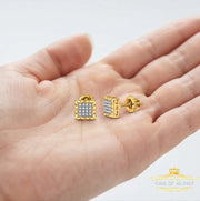 King Of Bling's 925 Sterling Silver 0.10ct Small Diamond For Women's & Men's Yellow Stud Earring KING OF BLINGS