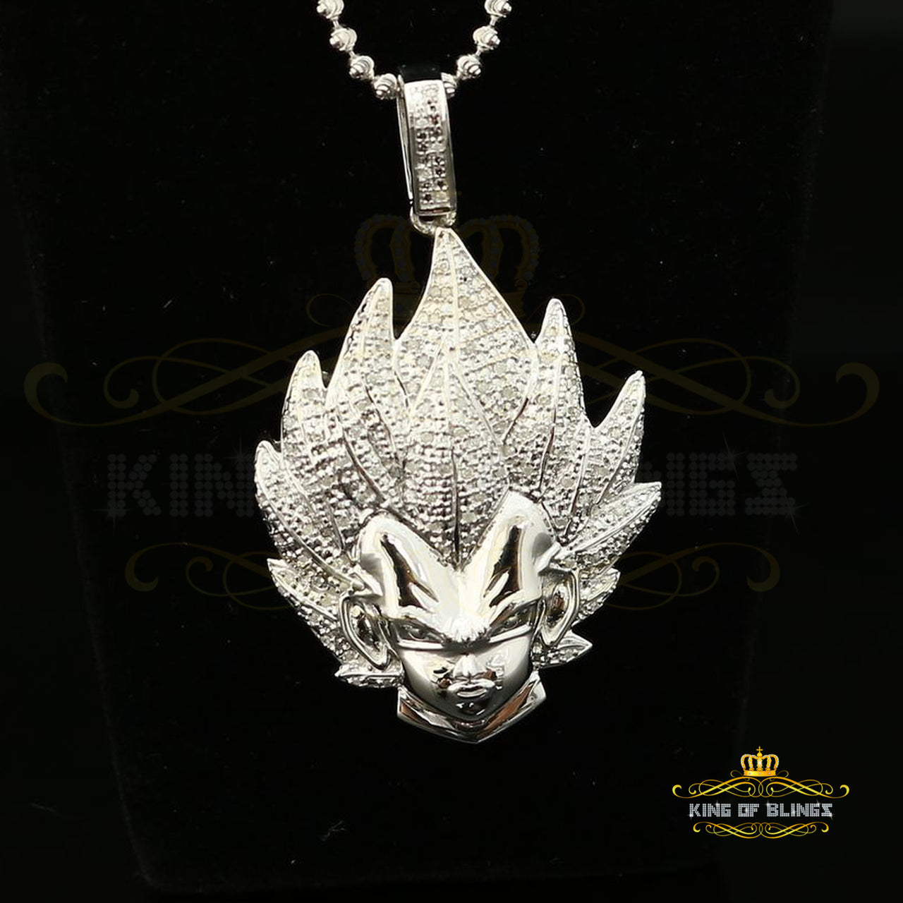 White Sterling Silver Game Character Shape Pendant 3.32ct Cubic Zirconia Stone KING OF BLINGS