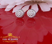 King of Blings- 3.45ct Cubic Zirconia 925 White Silver Women's & Men's Hip Hop Round Earrings KING OF BLINGS