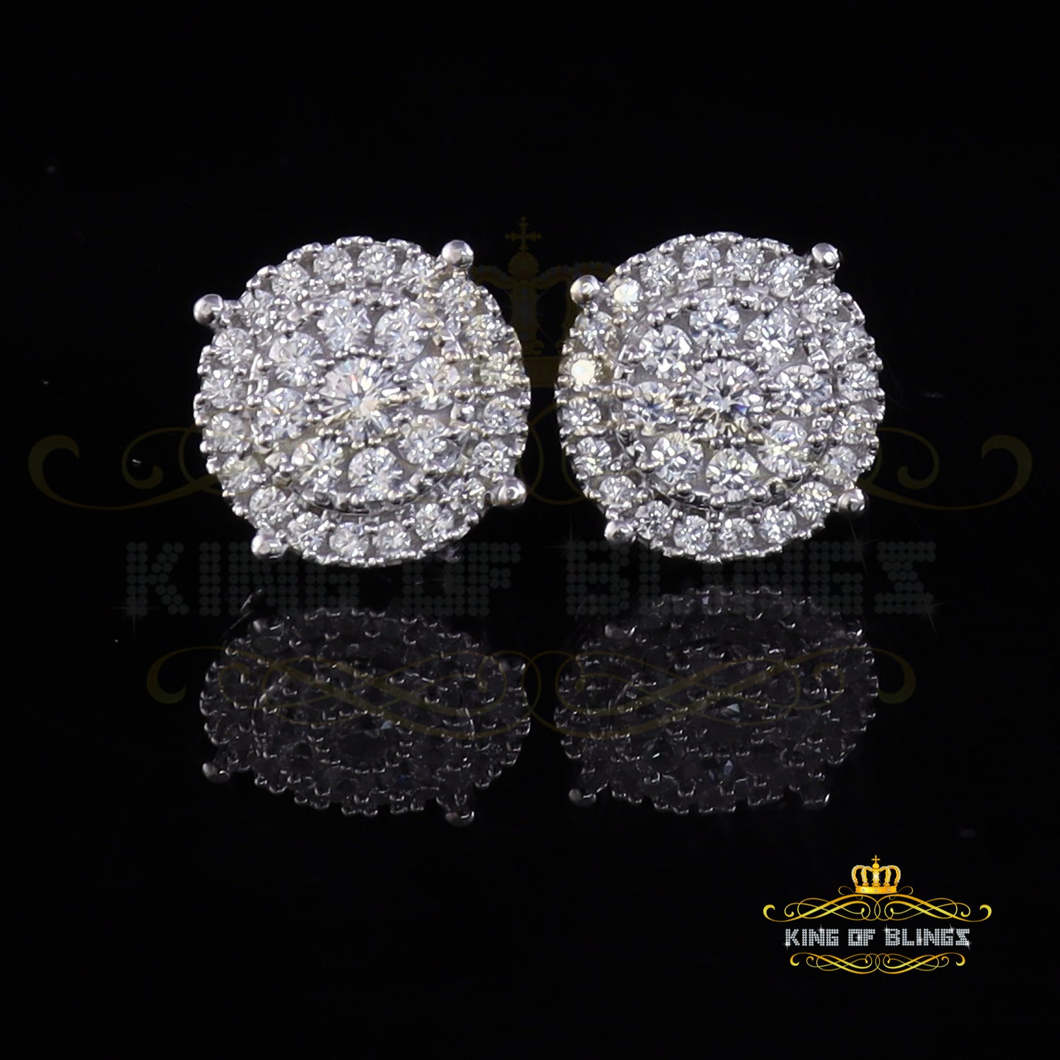 King of Blings- Aretes Para Hombre 925 White Silver 2.82ct Cubic Zirconia Round Women's Earrings KING OF BLINGS