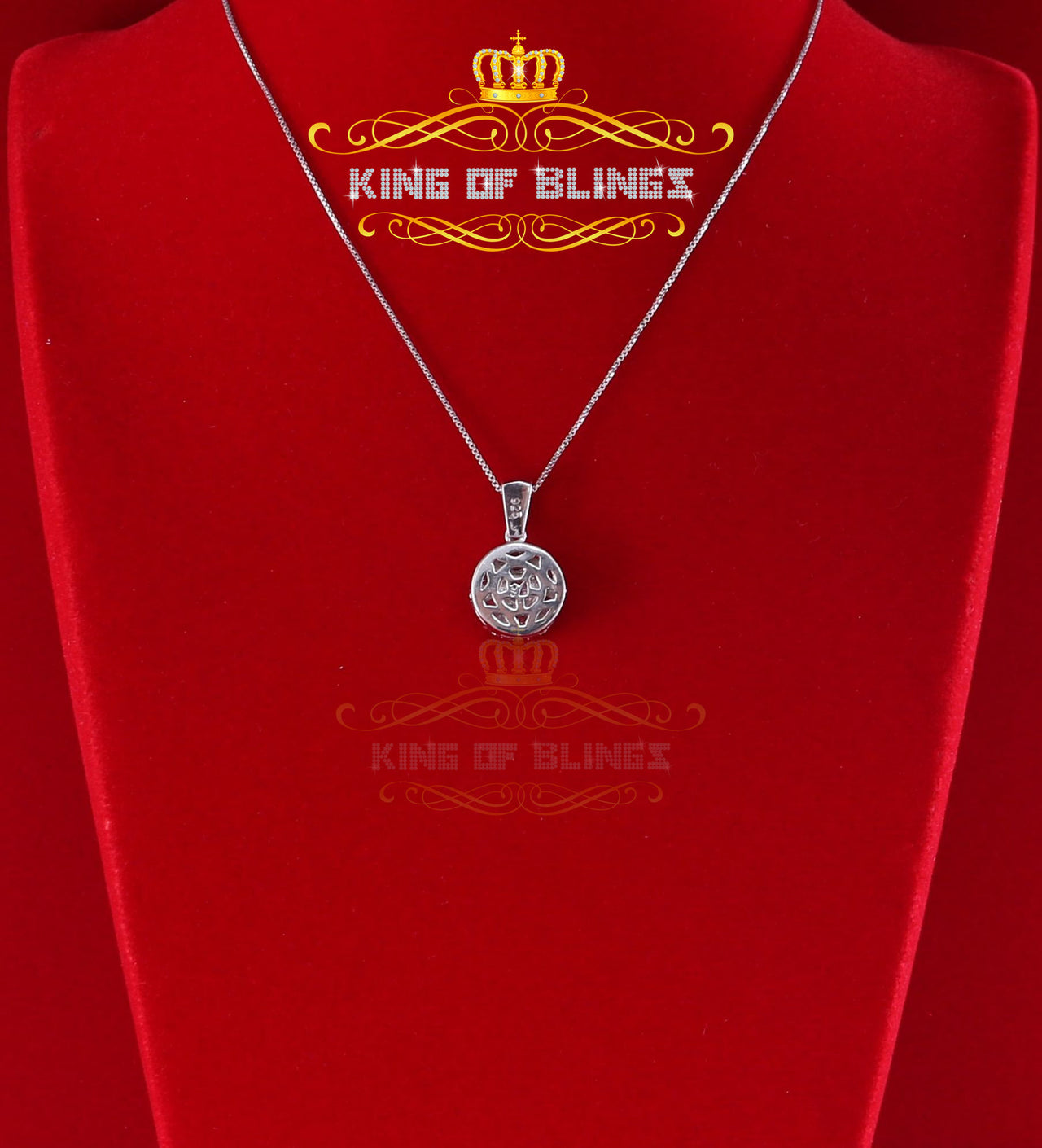 King Of Bling's Attractive White 925 Sterling Silver Pendant Round Shape 3.79ct Cubic Zirconia