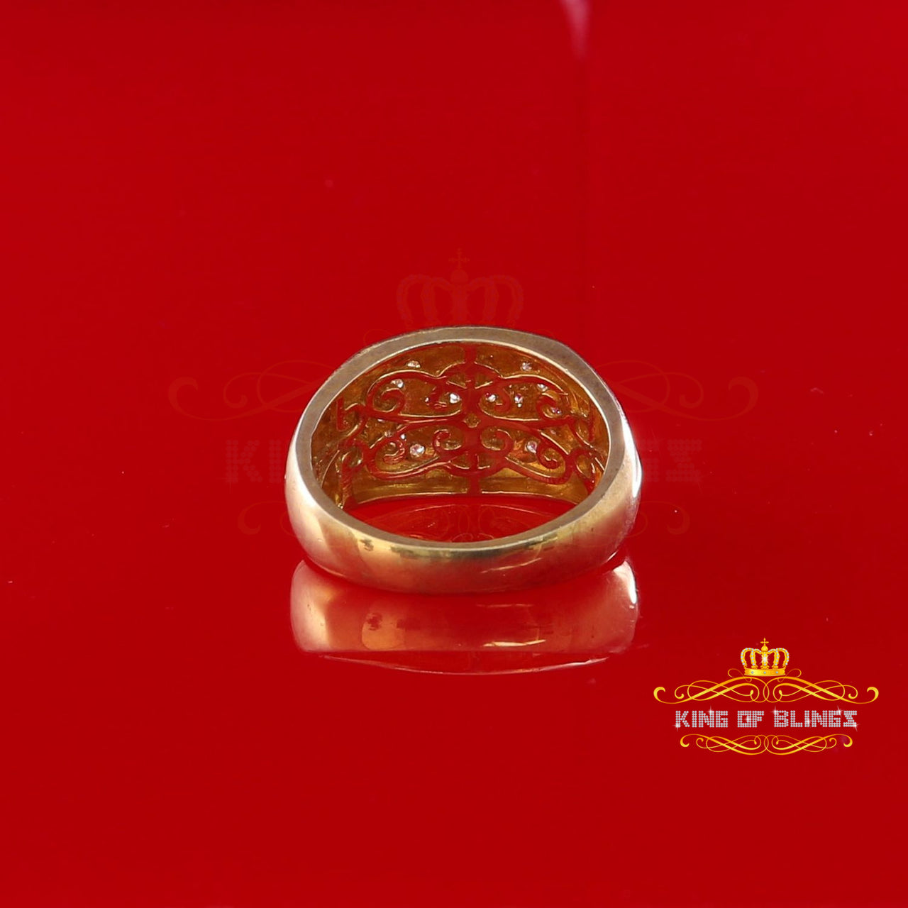 King Of Bling's Oval 1.10ct Cubic Zirconia 925 Yellow Silver Men's Style Ring Size 10.5