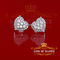 King of Blings- 1.18ct Cubic Zirconia 925 White Sterling Silver Women's Hip Hop Heart Earrings KING OF BLINGS