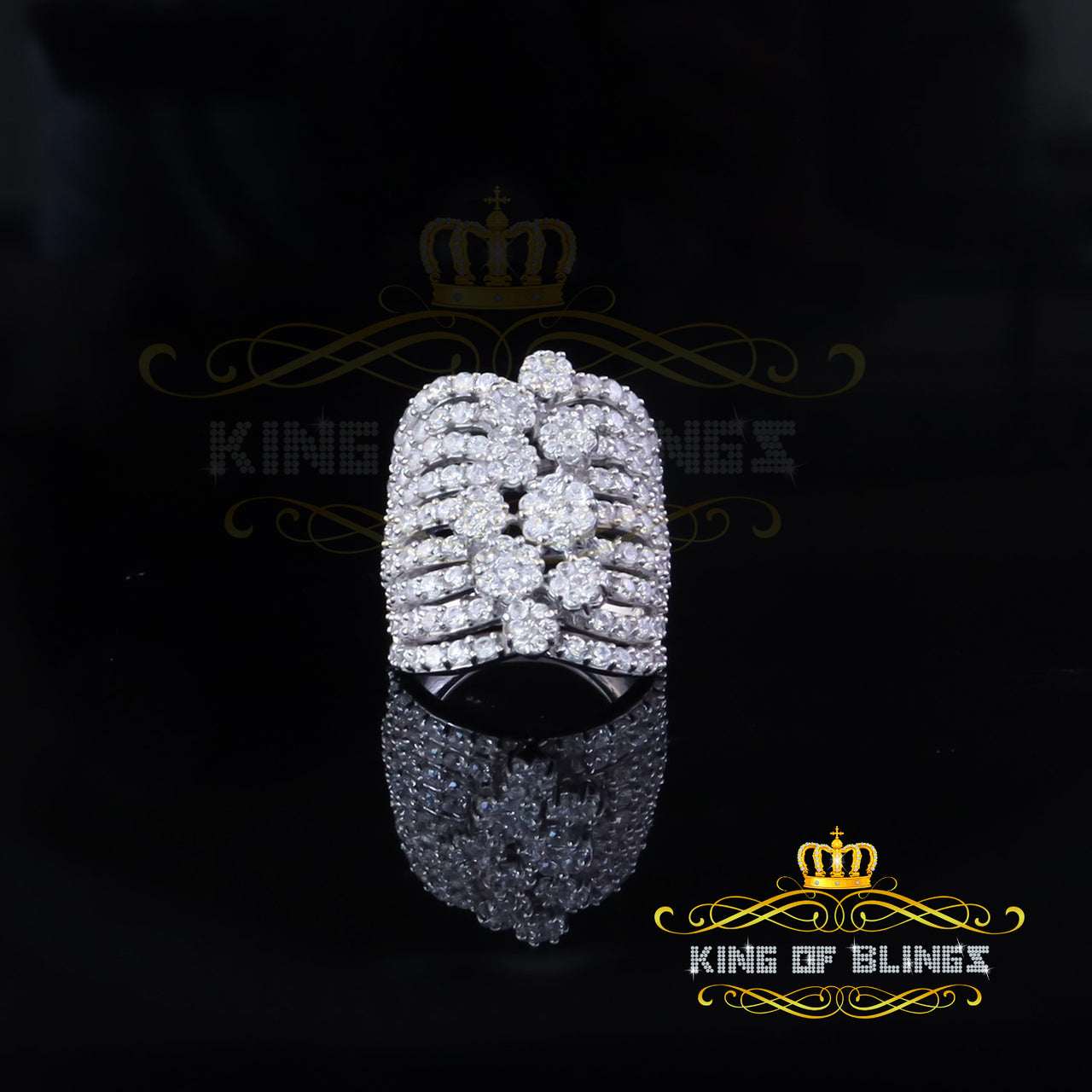 925 Silver White 7.00CT Cubic Zirconia Water Fall Cocktail Womens Ring Size 5.5