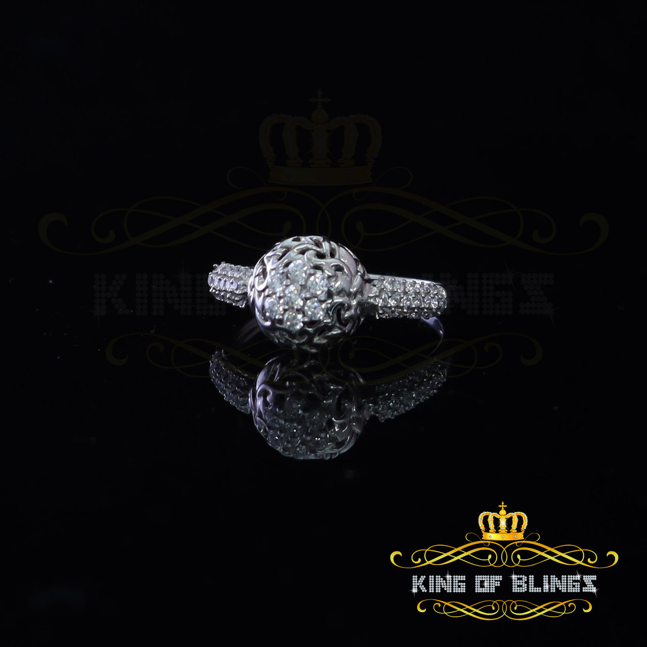 King Of Bling's2.00ct Cubic Zirconia Sterling White Silver Round Engagement Womens Ring Size 7