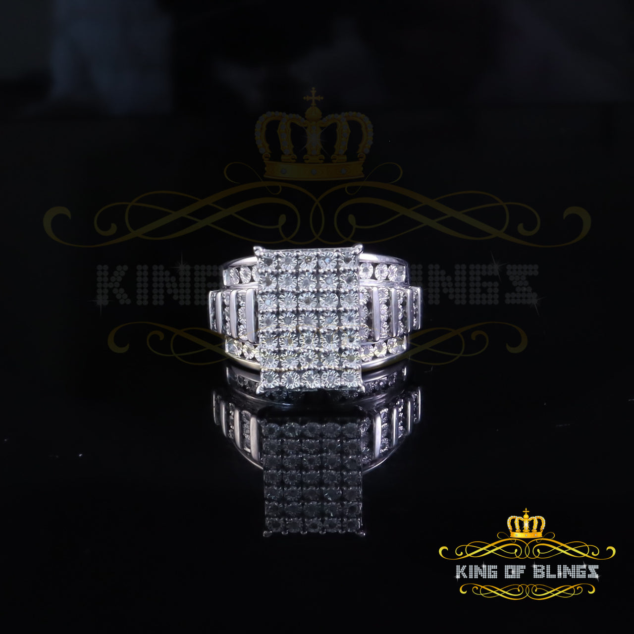 King Of Bling's White Cinderella Rectangle Real 0.25ct Diamond 925 Silver Womens Ring Size 7 KING OF BLINGS
