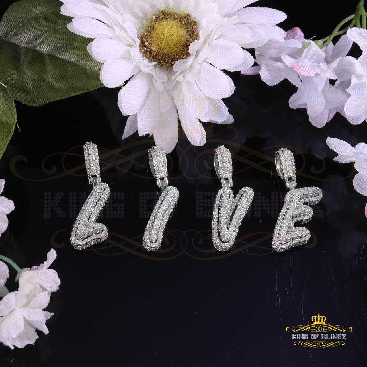 King Of Bling's Make Your Custom Name Design like 'SINE'' 1.00 inch 3D Letter Women's / Men's Initial Necklaces Pendant KING OF BLINGS