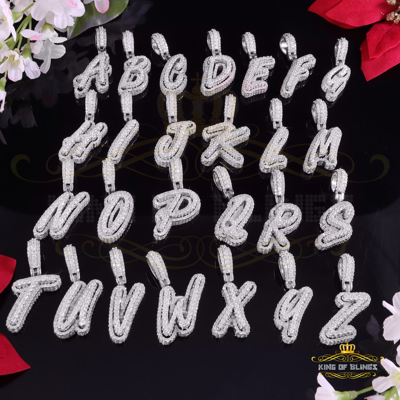 King Of Bling's Make Your Custom Name Design like 'SINE'' 1.00 inch 3D Letter Women's / Men's Initial Necklaces Pendant KING OF BLINGS