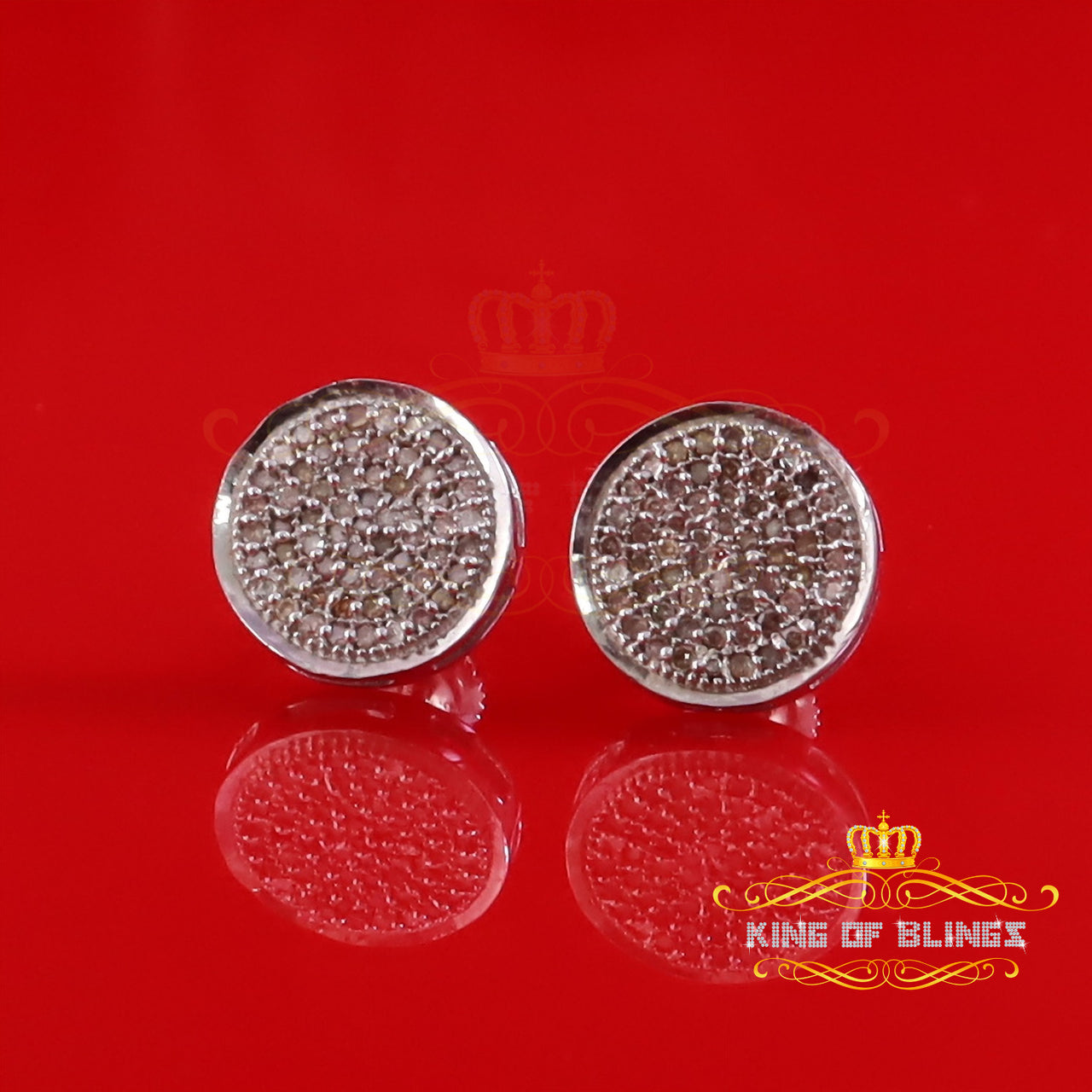 King Of Bling's 0.20ct Diamond Stud Earrings For Women White 925 Sterling Silver Stud For Men